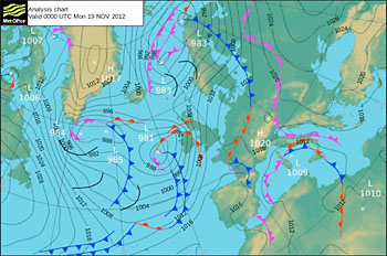 Pressure chart from the Met Office