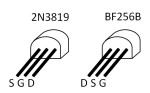 Comparative pinouts of 2N3819 and BF256B
