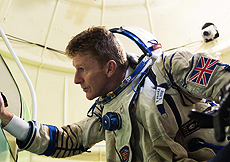 Tim Peake during training on the Soyuz-TMA simulator