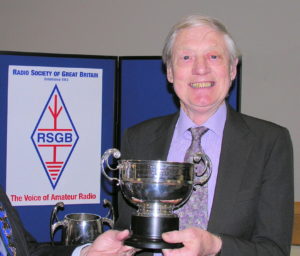 John Crabbe, G3WFM, receiving the RSGB Founders’ Trophy in 2008.