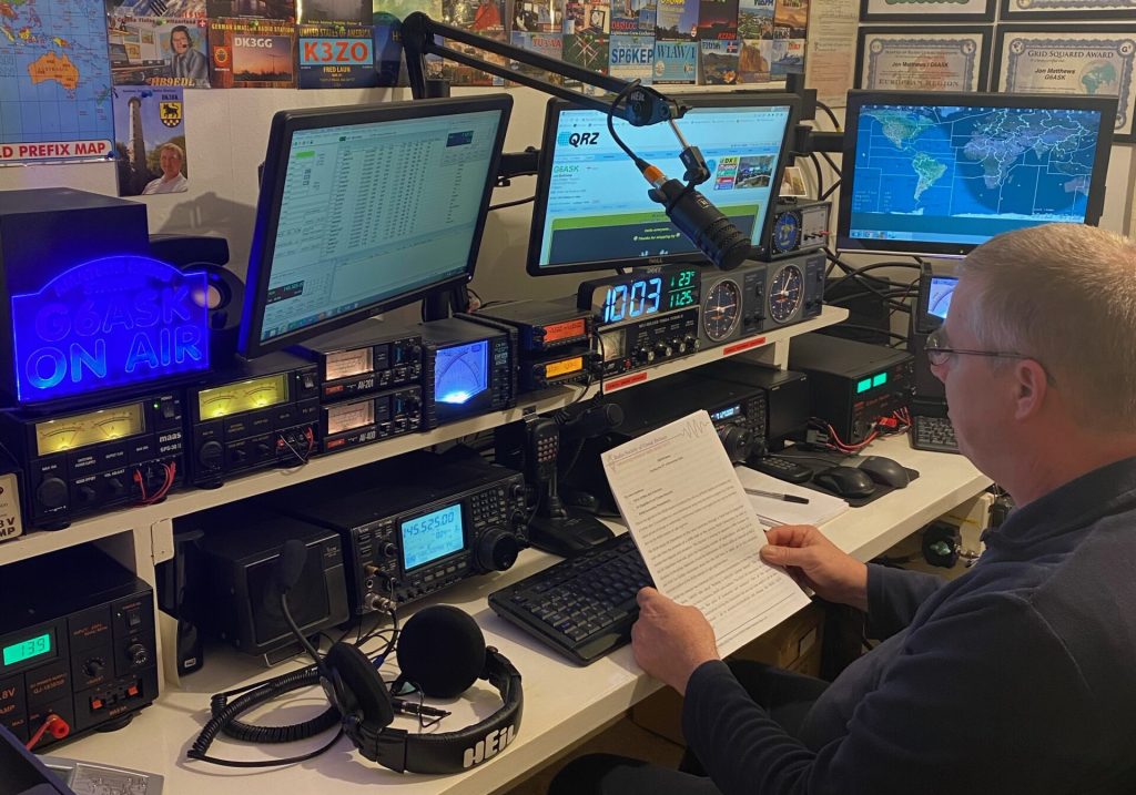 Jon Matthews, G6ASK reading the GB2RS news