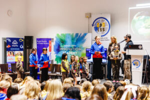 HRH The Duchess of Edinburgh with Guides and Brownies asking questions to astronaut Sunita Williams, KD5PLB on the ISS