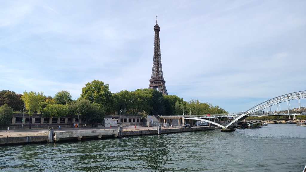 View of the Eiffel Tower from the river Seine